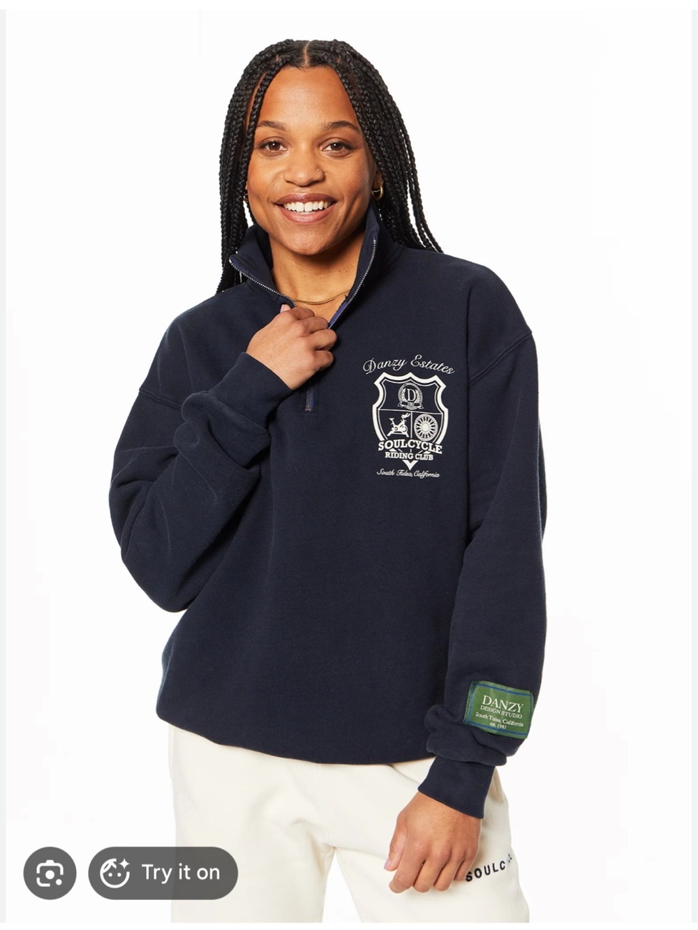 NWT Danzy x SoulCycle Classic 1/4 Zip Sweatshirt - Navy in Small